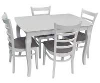 Set masă și scaune Evelin HV-29V White + 4 Coco White/NV-10WP Grey