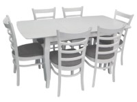 Set masă și scaune Evelin HV-29V White + 6 Coco White/NV-10WP Grey