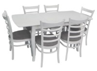 Set masă și scaune Evelin HV-29V White + 6 Wenyl White/NV-10WP Grey