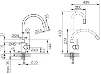 Смеситель для кухни Ferro Zumba BZA4BSSGM фото №3 — интернет-магазин Desire.md