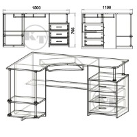 Masa de birou Компанит СУ-4 1500 Ателье Светлый imaginea #2 — magazin online Desire.md