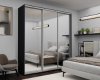 Dulap cu uşi glisante Nex Home Mirror 220x60x220cm Anthracite (NX-00001742)