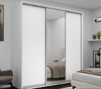 Dulap cu uşi glisante Nex Home 1xMirror + 2xPAL 220x60x220cm White (NX-00001731)