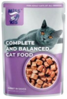 Hrană umedă pentru pisici Miss Kis Adult Rabbit in Sauce 24x100g