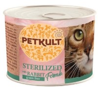 Hrană umedă pentru pisici Petkult Cat Sterilised Rabbit Formula 185g