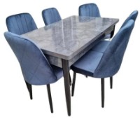 Set masă și scaune Magnusplus Modern Aris Antrasit + 6 Babyface Grey V18