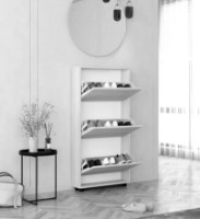 Rafturi pentru pantofi Mobildor-Lux Leo Slim 80x16x125 White/Oak Sonoma (00013611) imaginea #2 — magazin online Desire.md