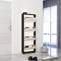 Rafturi pentru pantofi Mobildor-Lux Leo Slim 80x16x164 Anthracite/White (10008576) imaginea #2 — magazin online Desire.md