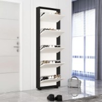 Rafturi pentru pantofi Mobildor-Lux Leo Slim 80x16x203 Anthracite/White (10008880) imaginea #2 — magazin online Desire.md