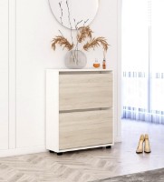 Rafturi pentru pantofi Mobildor-Lux Leo Slim 90x16x86 White/Oak Sonoma (00013650) imaginea #1 — magazin online Desire.md