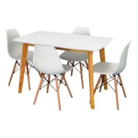 Set masă și scaune Evelin Cooper White/Bella Beech + 4 LC-021 White