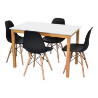 Set masă și scaune Evelin Gloria White/Bella Beech + 4 LC-021 Black