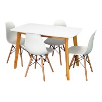 Set masă și scaune Evelin Gloria White/Bella Beech + 4 LC-021 White