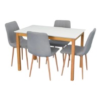 Set masă și scaune Evelin Gloria White/Bella Beech + 4 XR-154 WO Light Grey
