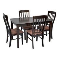 Set masă și scaune Evelin HV-27V Chocolate + 4 Wenyl Chocolate/F-789 Brown