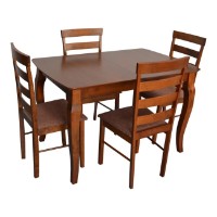 Set masă și scaune Evelin HV-29V Burnish + 4 Gloria Burnish/F-789 Brown