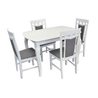 Set masă și scaune Evelin HV-29V White + 4 Wenyl White/NV-10WP Grey