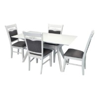 Set masă și scaune Evelin Raffles Rectangular White + 4 HV-3167 White/NV-10WP Grey