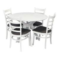 Set masă și scaune Evelin Raffles Round White + 4 Coco White/NV-10WP Grey