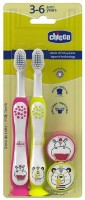 Periuta de dinti pentru copii Chicco Milk Teeth 3-6 years Pink/Yellow 2pcs