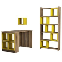 Masa de birou Trendy Cutie Walnut/Yellow 120x65x75cm GTR001044 imaginea #3 — magazin online Desire.md