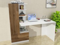 Masa de birou Trendy Domingos White/Walnut 149.5x120x61.5cm GTR000999