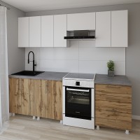 Bucătărie Smartex K2 240 White/Dark Oak (30064)