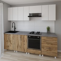 Bucătărie Smartex K4 240 White/Dark Oak (30148)