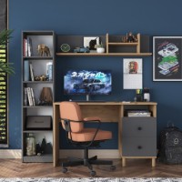 Письменный стол Trendy HA115 2643 Walnut/Anthracit 120x50x161.8cm GTR001123 фото №4 — интернет-магазин Desire.md
