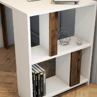 Masa de birou Trendy Lima White/Walnut 120x75x60cm GTR001011 imaginea #5 — magazin online Desire.md
