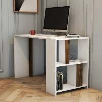 Masa de birou Trendy Lima White/Walnut 120x75x60cm GTR001011 imaginea #1 — magazin online Desire.md