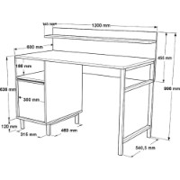 Masa de birou Trendy ON16-S Walnut/Black 120x54x99.8cm GTR001083 imaginea #4 — magazin online Desire.md