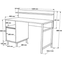 Masa de birou Trendy ON16-SU Walnut/Oak/Black 120x54x99.8cm GTR001084 imaginea #3 — magazin online Desire.md