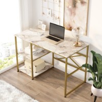 Masa de birou Trendy VG23-GE White Marble/Gold 120x75x60cm GTR001085 imaginea #2 — magazin online Desire.md