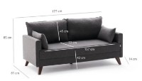 Диван Trendy Bella Anthracit 81x85x177cm GTR003126 фото №9 — интернет-магазин Desire.md