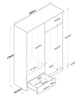 Dulap Trendy BA108 2067 Walnut/White 120x170x42cm GTR001839 imaginea #7 — magazin online Desire.md