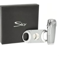 Зажигалка Sky 238358 3-flame Jet Lighter + Cigar Cutter Chrome in Gift Box фото №4 — интернет-магазин Desire.md