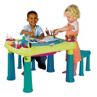 Măsuță pentru copii cu scaune Keter Creative Play Table Set Light Green/Turquoise (231593)