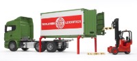 Машина Bruder Camion Scania R Series cu container cu lift actionat manual (03580)