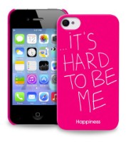 Чехол Happiness Prints - It's hard to be me Cover for iPhone 4/4S Pink/White