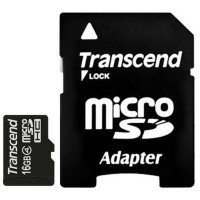 Карта памяти Transcend MicroSDHC 16Gb Class 4 + SD adapter (TS16GUSDHC4)