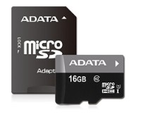 Карта памяти Adata microSD 16Gb + SD adapter (AUSDH16GUICL10-RA1)