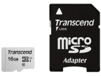Карта памяти Transcend MicroSD 16Gb (Class 10) UHS-I +SD Adapter (TS16GUSD300S-A)