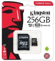 Карта памяти Kingston microSD 256Gb Class10 UHS-I + SD Adapter (SDCS/256GB)