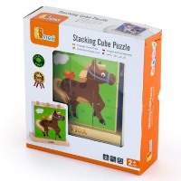 Cuburi Viga 9pcs Stacking Cube Puzzle - Farm Animals (50833)