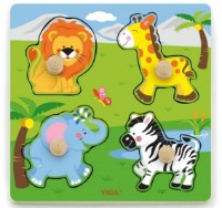 Развивающий набор Viga Big Wooden Knob Puzzle - Wild Animals (50840)
