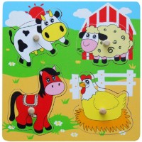 Puzzle Viga 4 Wooden Flat Puzzle - Farm Animals (59562)