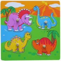 Пазл Viga 4 Wooden Flat Puzzle - Dinosaurs (59565)