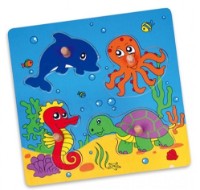 Пазл Viga 4 Wooden Flat Puzzle - Sea Animals (59564)