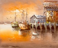 Pictură Oil Paintings At the Pier (SEA15000967)